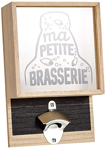 TOTALLY ADDICT KV7229 Décapsuleur Mural avec Bac Capsules, Bois, Beige, 17,8 x 6,8 x 26 cm