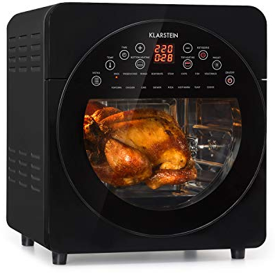 Klarstein AeroVital easy touch Heißluftfritteuse - 1700 W Heissluftfriteuse, Airfryer mit XXL-Volumen: 14 Liter, 16 Programme, Cool touch housing Gehäuse, 60 min Timer, 8 h Dörr-Funktion, schwarz