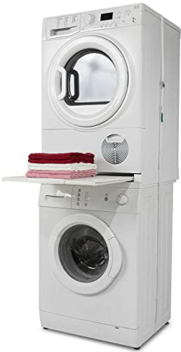 Roller Stacking Kit Verbindungsrahmen mit Ablage für Waschmaschine Trockner 60x60 cm Weiß