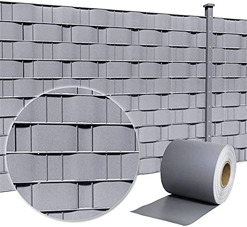 LZQ Tiras de protección visual de PVC, extragruesas, opacas, con 40 clips de fijación para vallas de jardín, balcón (70 m x 19 cm, gris claro)