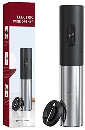 CIRCLE JOY Tire-Bouchon Électrique, Ouvre-Bouteille Automatique, Tire-Bouchon Motorisé Alimenté Par Piles Avec Coupe-Feuille Verrouillable, Piles Non Incluses
