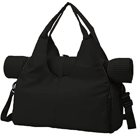 Sac de Yoga pour Femme - Sac de Sport - Sac de Voyage - Sac de Sport avec Compartiment à Chaussures - pour Le Sport, Le Fitness, Le Yoga, la Gym, Le Week-End, Noir