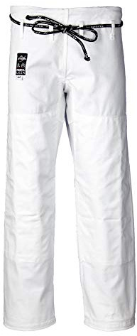 Ju-Sports BJJ Hose A5 Fortaleza pro Weiß I Jiu Jitsu Hose mit Schnürbund mit elastischer Kordel & Langer Knieverstärkung I 100% Baumwolle in dichter Twil Webung