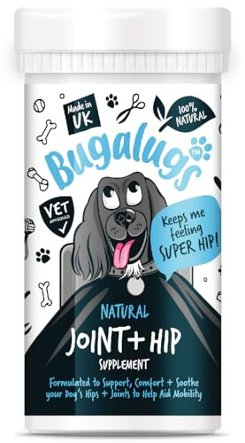 BUGALUGS Joint Supplements For Dogs With Glucosamine, Chondroitin, Green Lipped Mussel - 10 Key Dog Vitamins, Helps with Pain Relief, Joint Support & Stiff Joints (80g)