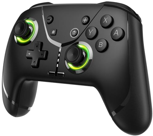 Switch Controller, Game Controller, Switch Pro Gamepad, 4 Vibrationsmodi, 3 Turbo-Modi, kompatibel iPhone/Android/Phone/PC/Steam/Mac/iOS/iPad/TV mit Programmierung/Turbo/Bewegung/Aufwachen/RGB