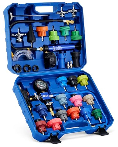 Orion Motor Tech 31 Pezzi Universale Radiatore Pressione Tester Kit con 23 Adattatori, Kit di Prova della Pressione del Sistema di Raffreddamento del Radiatore con Spurgo e Pompa del Vuoto