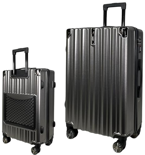 SIGN Hartschalenkoffer ReisetascheTrolley ABS Reisekoffer 360° Doppelrollen Zahlenschloss Modernes Design (Beautycase-Handgepäck-Mittel-Groß-Set) (Anthrazit, Mittlerer Koffer (65cm))