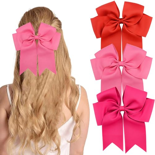 TRKETK 3 Pezzi Fermagli per Capelli con Fiocco, Fiocco per Capelli in Raso per Donne e Ragazze Fiocchi in Tinta Unita da 6 Pollici Accessori per Mollette Francesi Per Feste Di Compleanno