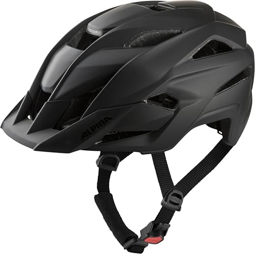 ALPINA KAMLOOP, black matt, 55-59 cm, mångsidig all-mountain och trail-hjälm för optimal skydd och komfort för vuxna