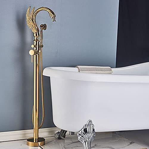 Robinet Sur Pied Montage Sur Pont Mélangeur Chaud Froid Grue Douchette À Main En Laiton Bec Cygne,Or A,De L'or Un