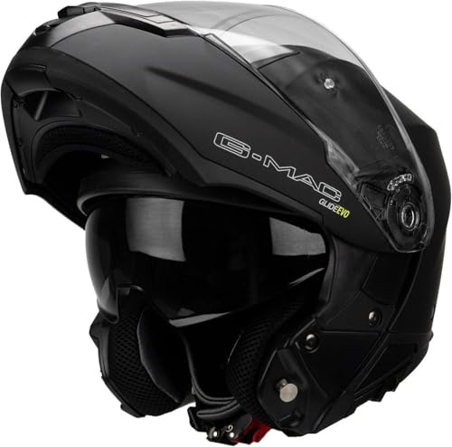 G-MAC Glide Evo P/J R22-06 Double Visor Modular Flip Up Front Motorcycle Motorbike Helmet (Satin Black, L)