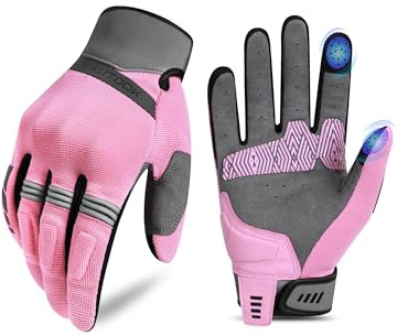 KUTOOK Gant Moto Homologué Homme Femme Scooter Hiver Été Moto Cross Trotinette Electrique Imperméable Equipement Vêtements Tactique Accessoires VTT Rose L