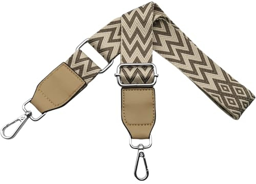 Omxyinma Correa para Bolsos Bandolera Correa de Hombro Ajustable con Cuero, 3.8cm Anchura con Mosquetón Plateado para Bolsos Cruzados Mano, Caqui