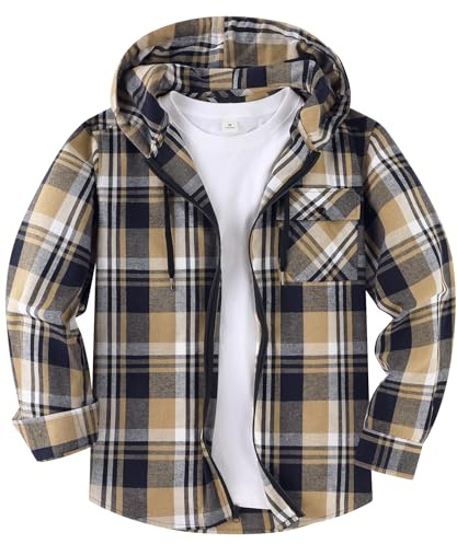 SwissWell Camicie Flanella da Uomo Camicie Quadri con Cappuccio Cerniera Camicia a Maniche Lunghe Felpa con Cappuccio Giacca Camicia da Boscaiolo Lavoro Escursionismo Campeggio