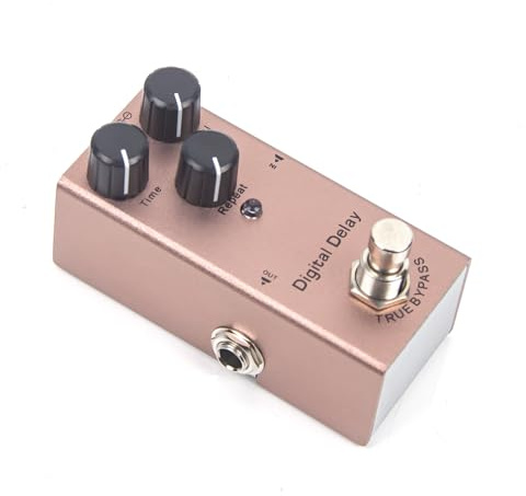 Pedal de efectos de guitarra eléctrica de retardo digital, tamaño mini, bypass verdadero, reducción de ruido, aleación de aluminio, potencia de 9 V CC, retardo de 20 ms-600 ms