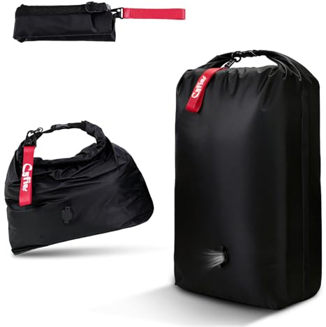 CYFIE Svart tvättpåse resa, kompressionspåse, 70D nylon | TPU vattentät, tvättpåse resor lätt våtpåse, återanvändbar, vakuumpåse för kläder resa simning camping flytt, M