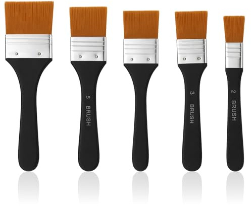 JJUNW 5 pennelli grandi, pennelli piatti larghi, pennelli acrilici, pennelli per pareti, applicatore per pittura ad olio, acquerello, vernice, tela