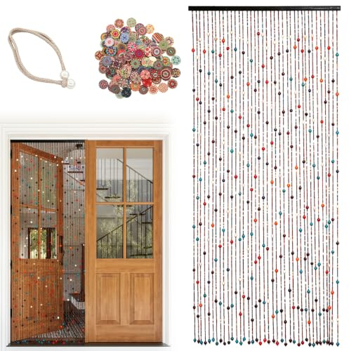 Agrdeed Cortina de perlas para puerta, 90 x 190 cm, 38 hebras, bohemia
