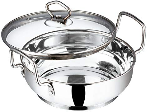 Vinod Stainless Steel Kadai with Glass Lid - 24cm, 2.7L | Extra Thick SAS Bottom | Ideal for Deep Frying, Stir-Frying & Curries | Safe, Comfortable Grip | Induction Friendly Wok – Silver