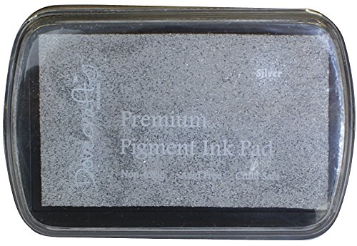 Rayher 28990606 Pigment-Stempelkissen Dovecraft, silber, Stempelfläche 7,2 x 4,2 cm, Tinte auf Ölbasis, Stempelfarbe, langsam trocknend