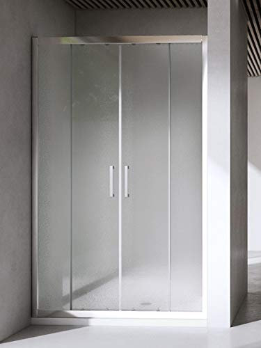 Yellowshop - Box Cabina Doccia Bagno Porta a Nicchia Ante Scorrevoli in Cristallo Temperato 6mm Trasparente o Puntinato Misure Cm 130 140 150 160 170 (Cm 160 (da 159 fino a 163), Puntinato opaco)