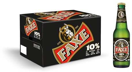 Faxe - 24 Bottiglie da 33 cl, Birra Forte Doppio Malto, Gradazione Alcolica 10°C, Strong Lager con Profumo Fruttati e Malto, Senza Additivi e Alcol Aggiunto
