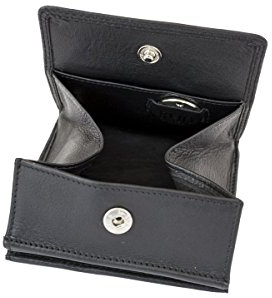 LEAS Wiener Schachtel mit großem Kleingeldfach mit RFID Schutz Block Folie mit Geschenk Box Echt-Leder, schwarz