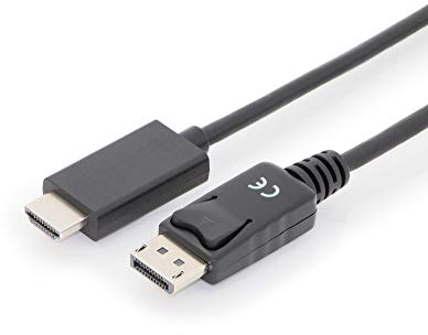 DIGITUS DisplayPort zu HDMI Adapterkabel - UHD 4k/60Hz - HDMI 2.0 - Displayport 1.2 - 1m - Kompatibel mit Monitor, Gaming-Grafikkarte - schwarz