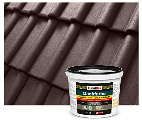 Isolbau Dachfarbe - 12 kg RAL Farbe Fassadenfarbe Nano Dachlack Sockelfarbe auf Wasserbasis - Lösemittelfrei, Wasserdicht, UV-beständig - Braun