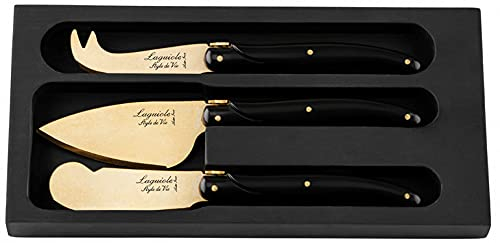 Laguiole Style de Vie Prestige Line - Set di 3 coltelli da formaggio, colore: Oro