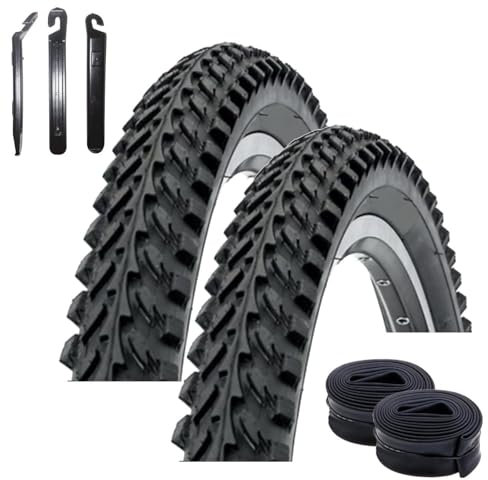 2 x Kenda 24 MTB K-898 Fahrradreifen in Schwarz 50-507 (24 x 1,95) + 2 passende Schläuche AV inkl. maxxi4you Reifenheber