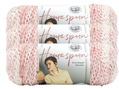 Lion Brand Yarn Homespun Yarn, Soft Bulky Yarn for Knitting, Crocheting, and Crafting, 3 Pack, Parfait