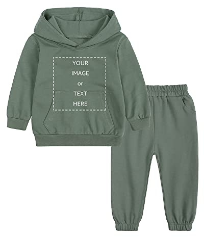ZFTTZYMX Custom Boys Girls Personalized Hoodies Tracksuits 2PCS Add Your Photo Text Customized Pullover Sweatsuits for Youth