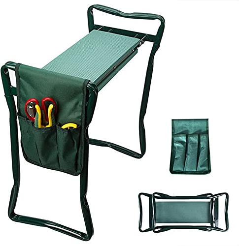 FGHSD Garten-Kniebank, Gartenbank, Gartenhocker, Faltbarer Hocker mit Werkzeugtasche, Eva-Schaumpolster, tragbarer Outdoor-Kniebank für die Gartenarbeit für Gartenliebhaber