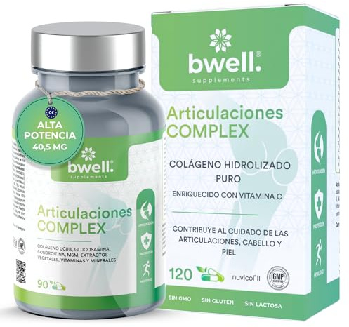 Colágeno Hidrolizado Nuvicol-II Puro con Vitamina C + MSM + Vitaminas y Minerales - Mejora Articulaciones + Piel + Cabello - 120 Cápsulas de Colágeno Sin Gluten Ni Lactosa | BWELL SUPPLEMENTS