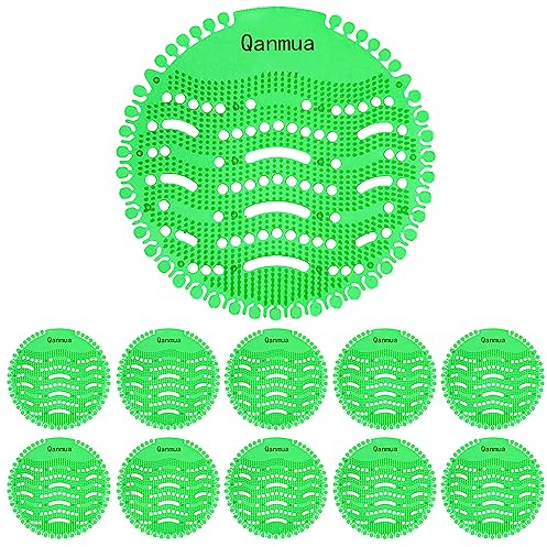 Qanmua 10 Stücke Urinalsieb mit Duft, Urinaleinlage ​Passend Pissoirsieb Lufterfrischer Einsatz 30 Tage Frischewirkung, Urinal Einleger Matte für Jedes ​Pissoir und Urinal Grüner Apfel