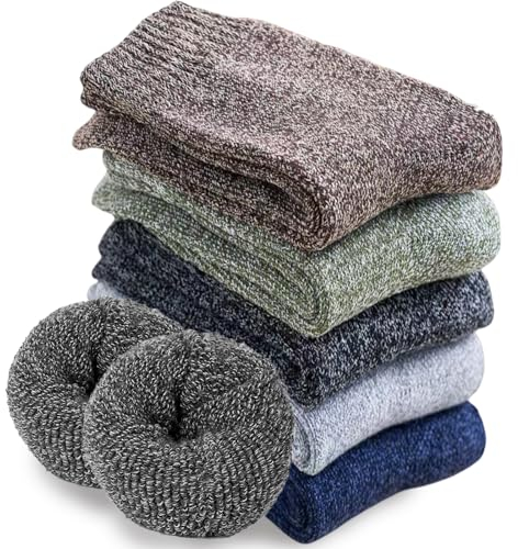 VoJoPi Chaussette Femme Hiver 5 Paires Chaussettes Chaudes Femme Chaussette Grosses Laine Thermique pour Cadeau Anniversaire Cadeau Noel, 35-42