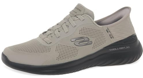 Skechers Men's Bounder 2.0 Emerged Slip-in Trainers, Taupe Mesh/Synthetic/Black Trim, 8 UK