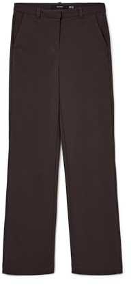 Vero Moda Vmzamira MW Straight Pant Ga Noos Pantalones de Tela, Pastel de Chocolate, L / 32L