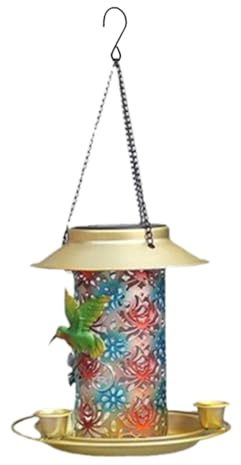 Solar para pájaros al Aire Libre, Alimentado por energía Solar, alimentador de colibrí, Colorido, único farolillo, para pájaros de Animales Salvajes, Colorido, alimentador de