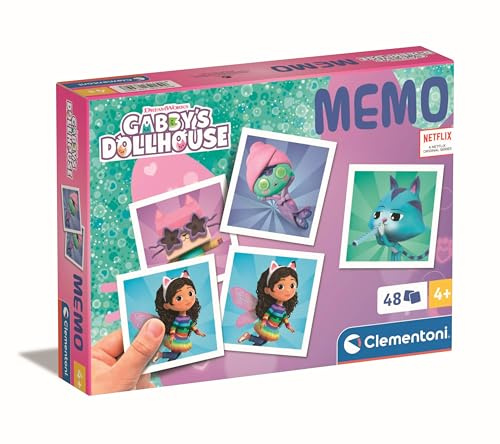 Clementoni - Mémo Gabby'S Dollhouse Pocket - Juego Educativo Que Incluye 48 Fichas para Emparejar De Tus Personajes Favoritos, Juguete para Niños De 4-6 Años, Made In Italy, 18309