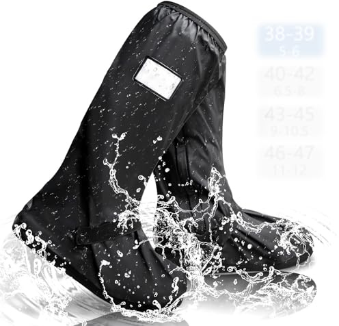 SWTYExt Waterproof Overshoes UK Size 5-6 Waterproof Shoe Cover M Waterproof Boot Covers Reusable Rain Overshoes Foldable Rain Shoes Black Galoshes for Men Women Outdoor Mountain Cycling Motorcycle