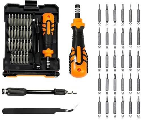 JAKEMY 33 In 1 Precision Screwdriver Set, Magnetic Tips Small Screwdriver Kit with Multi Replaceable Torx Bits, DIY Tool Electronics Repair Kit with Tweezers for Phone, Laptop, Computer, Watch, Bell