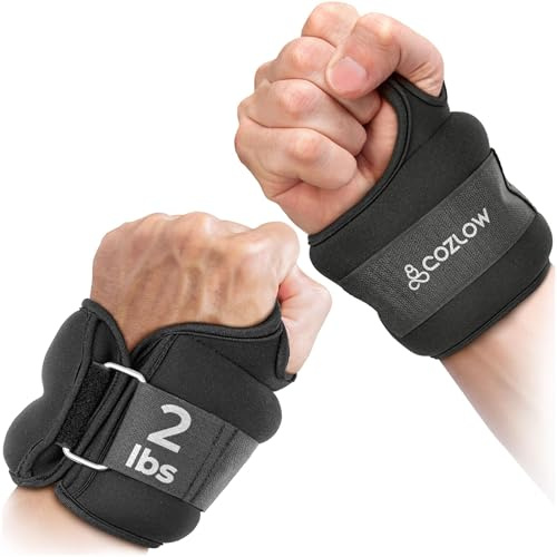 Cozlow - Pesas para muñecas con pasadores para el pulgar - 1 par, 0,9 kg cada una - Muñequeras con pesas para hombre y mujer - Guantes ponibles para correr, caminar y hacer ejercicio