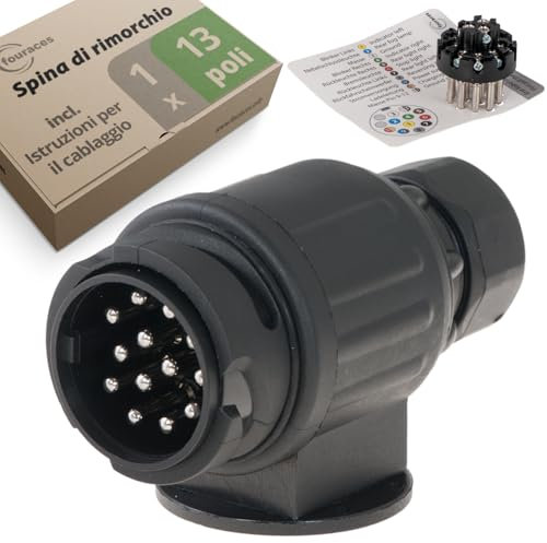 fouraces Prise de remorque - 13 Broches, Noir, y Compris Le gabarit de câblage - pour caravanes et remorques de Transport