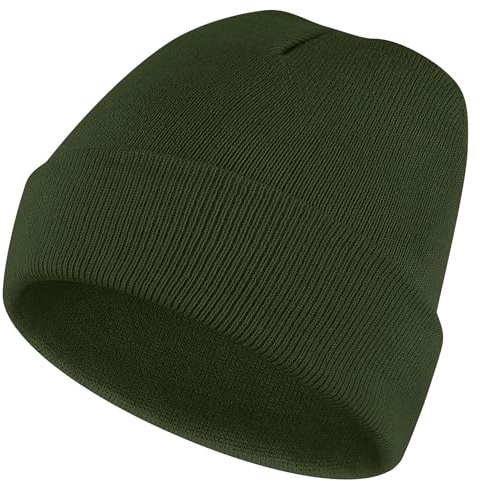 Yisica Beanie for Men Women, Soft Warm Slouchy Beanie Hats Winter Knit Caps Ski Hat Unisex (UK, Alpha, One Size, Military Green)