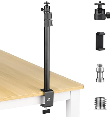K&F CONCEPT 14-40''Camera Table Mount avec tête de Boule détachable à 360 °et 1/4-3/8''vis et C Pince et trépied Pratique, Support de trépied réglable pour Appareil Photo, Anneau Lumineux
