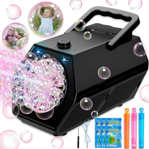 Bubble Machine - 18000+ Bubbles Per Minute, Bubble Machine for Kids with 2 Speeds Portable Bubble Makers Powered by USB or Batteries (Black)