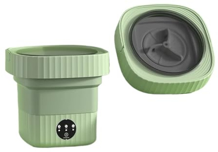 Lavandería compacta. Lavadora Portátil Plegable De 10 L, Gran Capacidad, Centrifugadora, Cubo For Ropa Interior, Calcetines, Viaje, Minilavadora Ultrasónica .Portátil(Green)