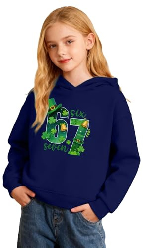 Felpa con cappuccio per bambini 67 con cappuccio per il giorno di San Patrizio Six Seven Pullover Top Divertente 6 7 Meme con cappuccio a maniche lunghe Holiday Sweatshirt Girl Classic Winter Costume